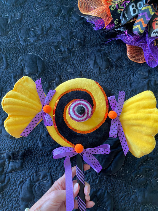 Spooky Season Yellow Candy Swirl Lollipop Tree