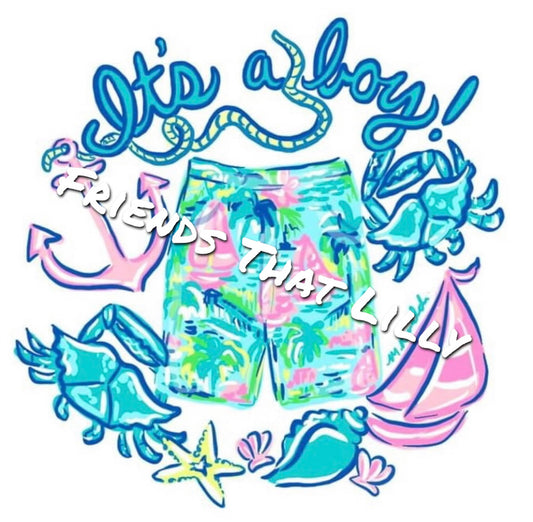 Women's T-Shirts: Baby Gender Reveal "It's A Boy" Illustration Design