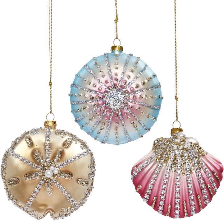 Jeweled Shell Ornaments: Set of Three