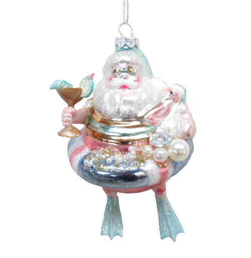 Pastel Santa in Float Ornament