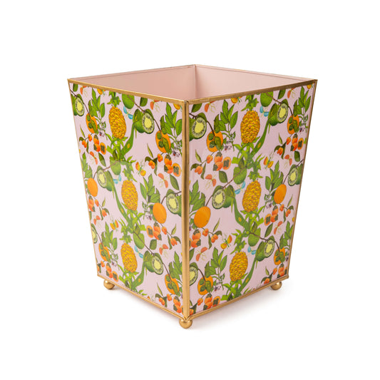 Pineapple Garden Enameled Square Wastebasket