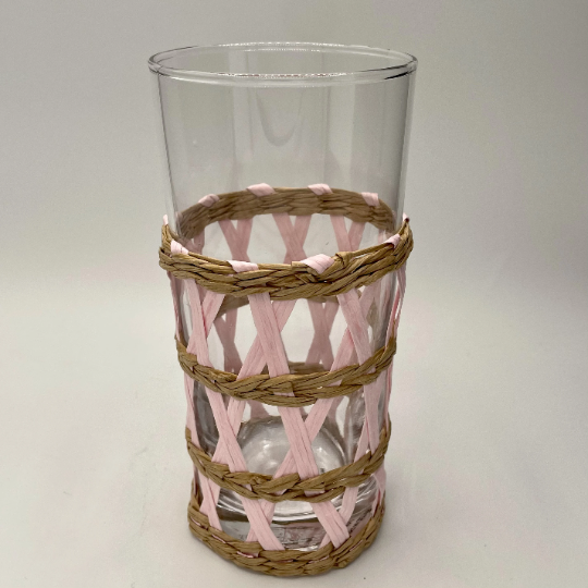 6" Pink Island Wrapped Glasses - Set of 4