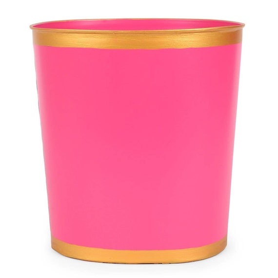 Color Block Large Oval Wastebasket- Pink, Teal, And Blue