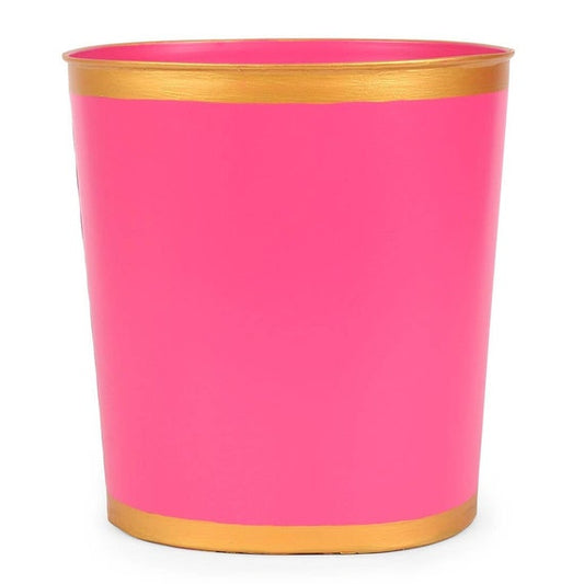 Color Block Large Oval Wastebasket- Pink, Teal, And Blue