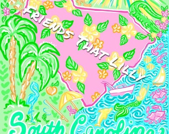 Women's T-Shirts: FTL South Carolina Map Illustration Design