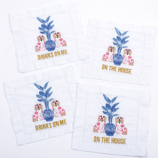 Cocktail Napkins: Staffordshire Dog Set of 4