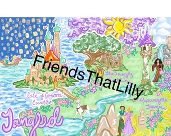 Women's T-Shirts: Tangled Map Illustration Design