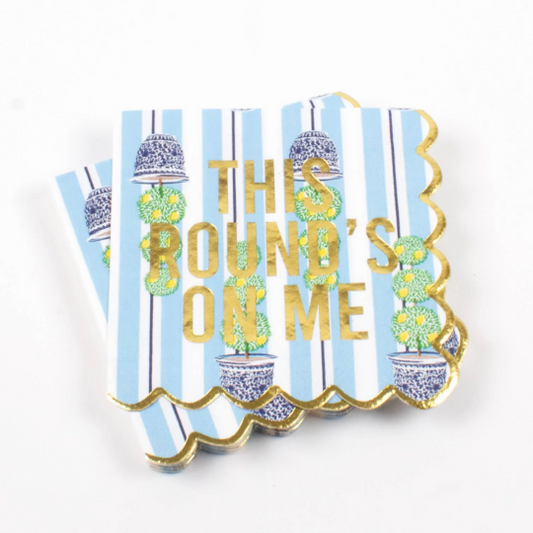 "This Round's on Me" Beverage Napkins - 20pk