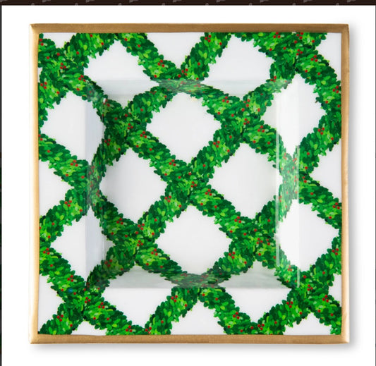 Boxwood Trellis Enameled Smidge Tray