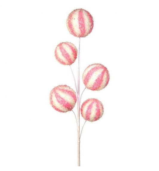 Pink & White Sparkle Swirl Candy Ball Spray