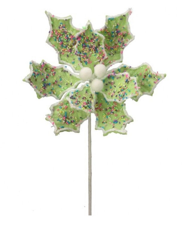 Sprinkles Candy Poinsettia Stem in Green