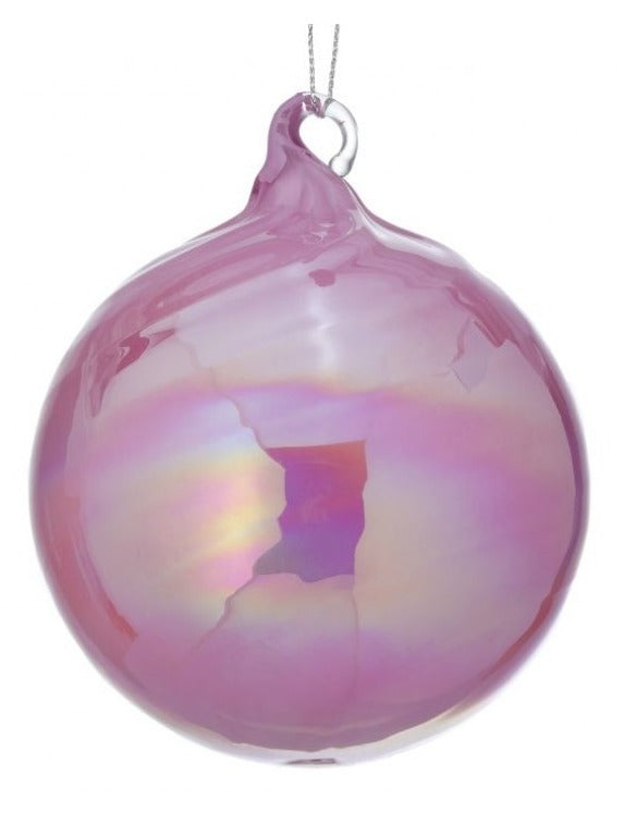 3.5" Pastel Pink Pearlized Swirl Ball Ornament