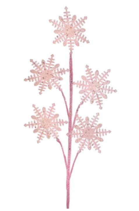 Light Pink Snowflake Spray With Glitter And Sequins