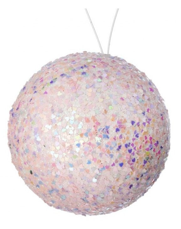 4" Sequins Candy Ball Ornament In Pink