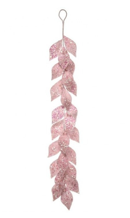 48" GLITTER/SEQUINS BEAD EDGE LEAF GARLAND: Set of Two