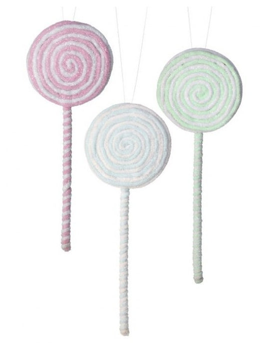 Frosted Pastel Lollipop Ornaments: Set of 3