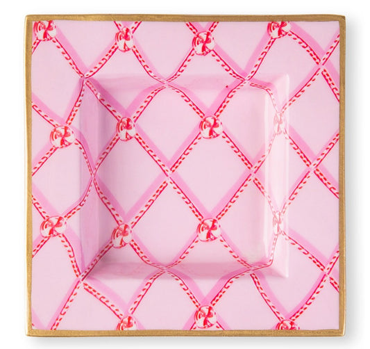 Candy Cane Trellis Enameled Smidge Tray