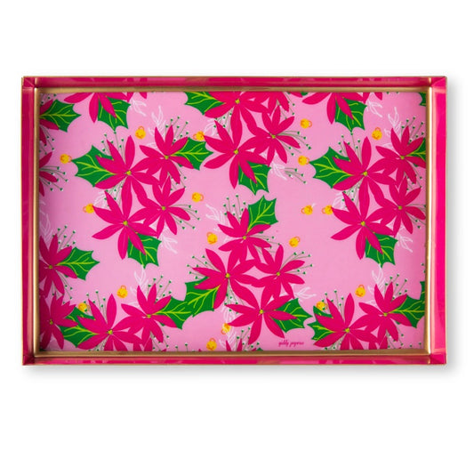 Preppy Poinsettia Enameled Oliver Tray 8x12