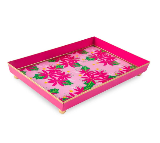 Preppy Poinsettia Enameled Oliver Tray 8x12