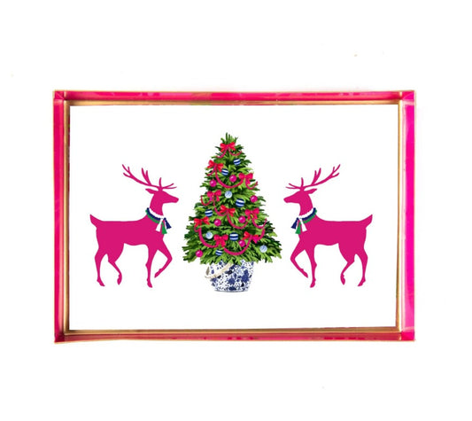 Reindeer Games Enameled Oliver Tray 8x12