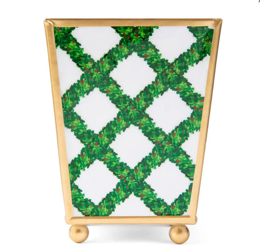 Boxwood Trellis Enameled Cachepot