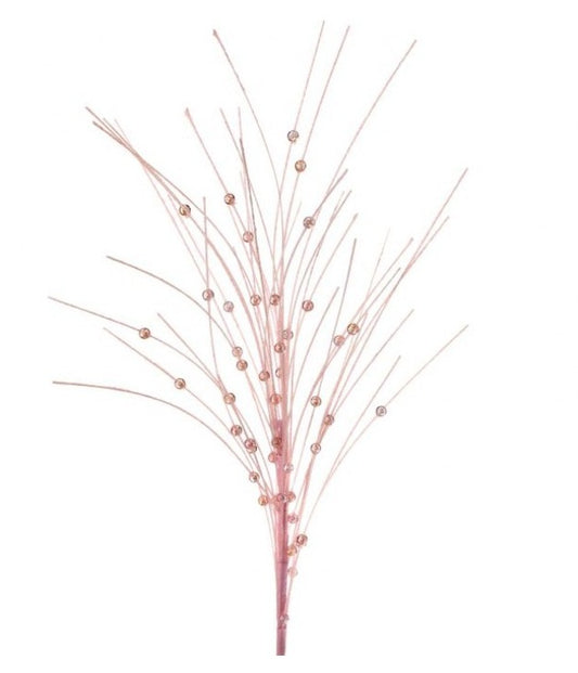 Pink Glitter Grass With Beads Spray