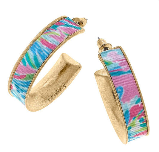 Libby Tropical Hoop Earrings in Blue