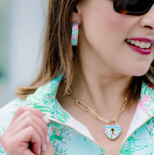 Libby Tropical Hoop Earrings in Blue