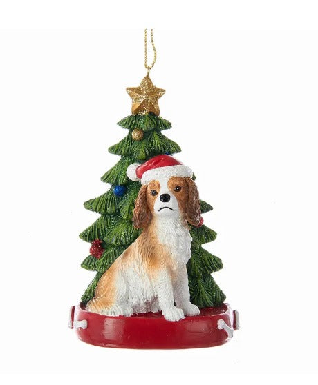 Cavalier King Charles With Christmas Tree Ornament