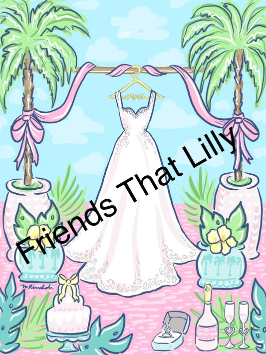 Women's Pocket Style T-Shirts: Bride & Wedding Gown Illustration Design