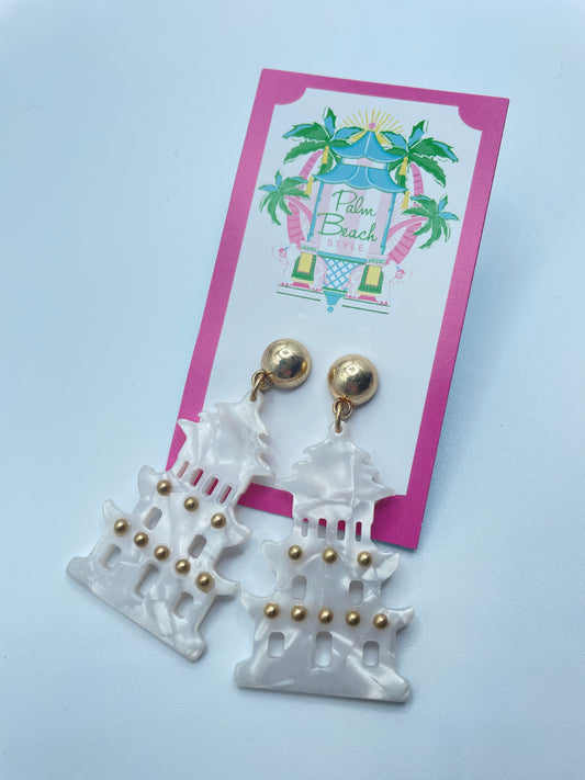 Pagoda Temple Earrings - Multiple Colors Available