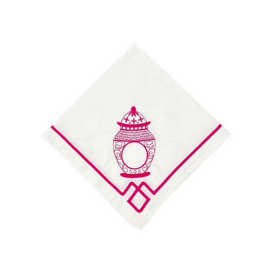 Monogram Trellis Embroidery Napkins in Three Assorted Colors- Set of Four