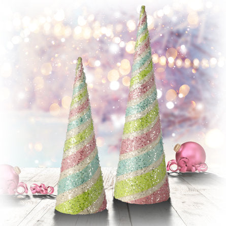 2 Piece Pastel Candy Stripe Cone Set