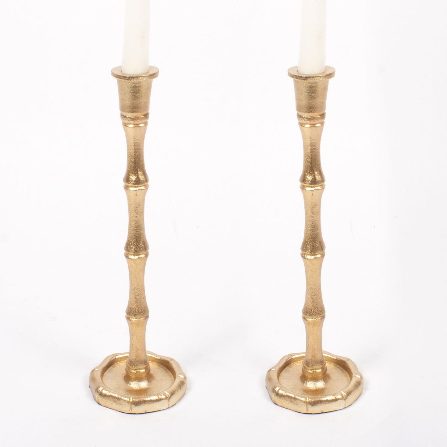 Gold Bamboo Candlestick Set