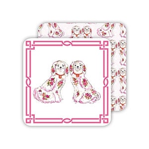 Pink Porcelain Dogs Coaster Box