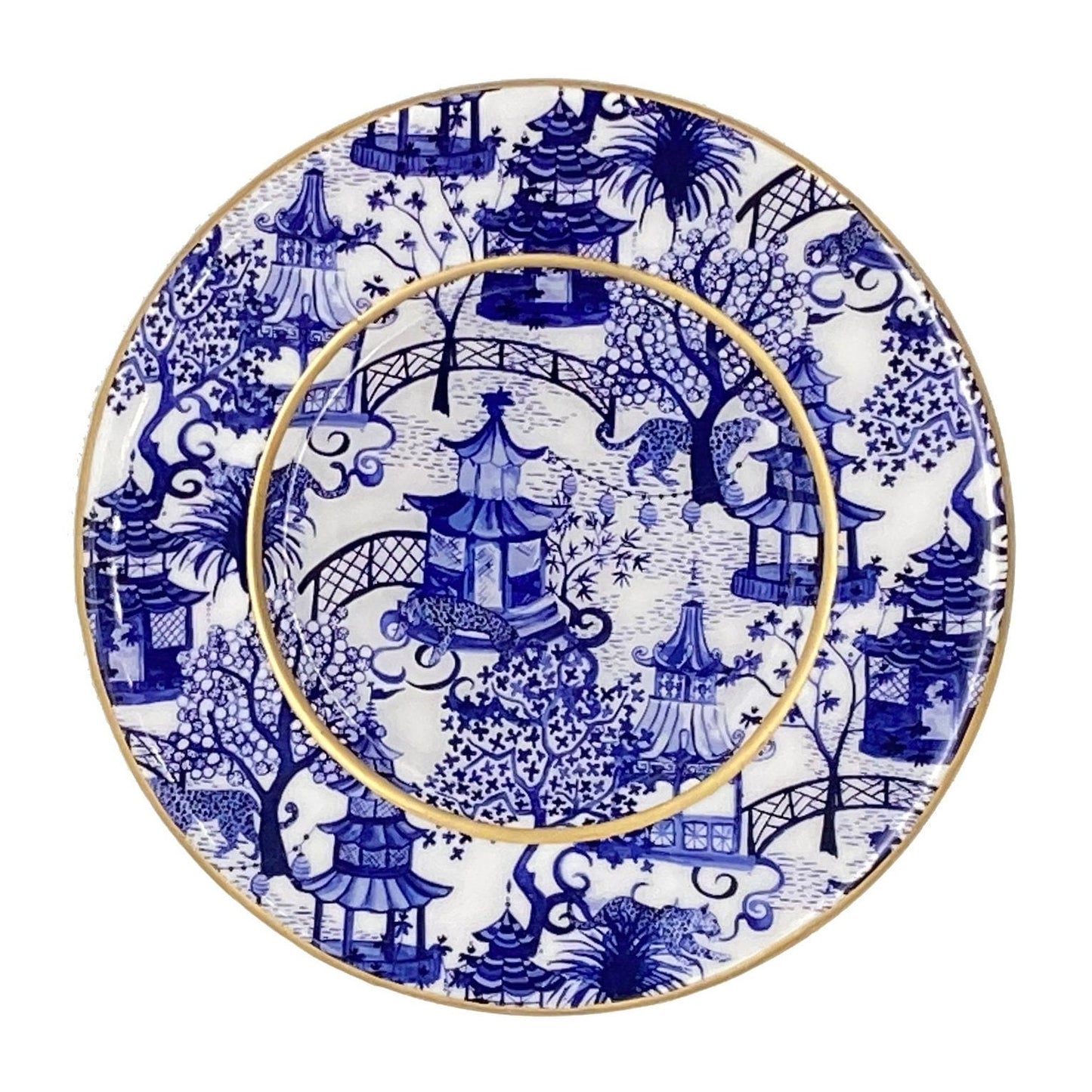 Garden Party Blue and White Dessert Plates- Set of four