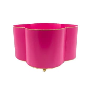 Pink Color Block Quatrefoil Cachepot - 2 Sizes Available