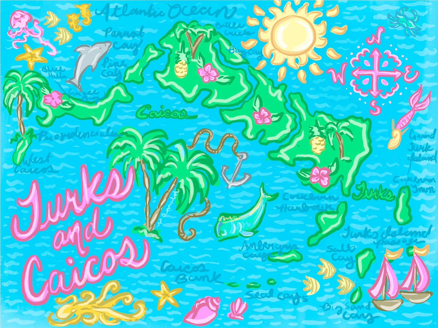 Turks and Caicos Map T-shirt Design