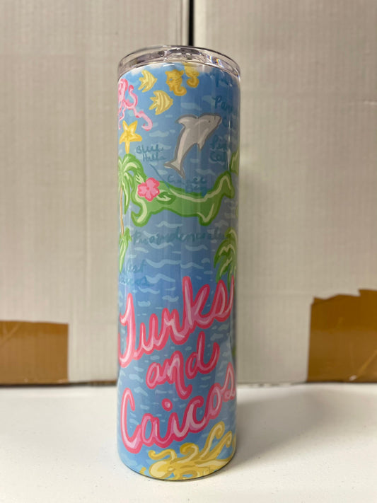 20 oz Tumbler - Turks and Caicos Map Design