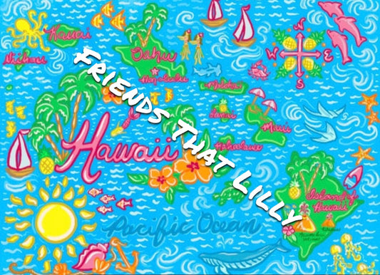 Women's T-Shirts: Hawaii Map Illustration Design