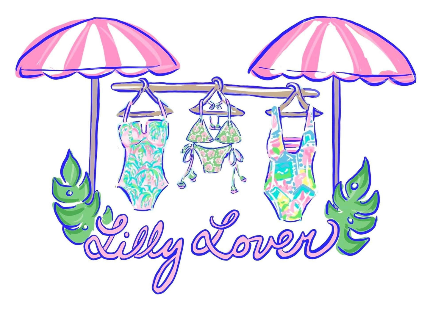 Women's T-shirts: Lilly Lover - Swimwear w/ Plants