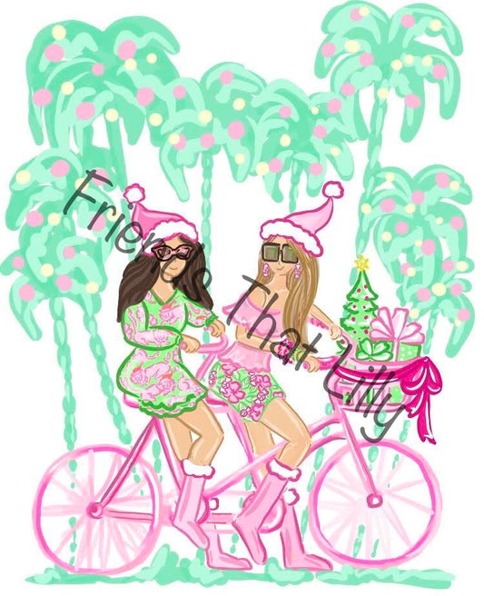 Women's T-Shirts: Snowy Gals on Bike