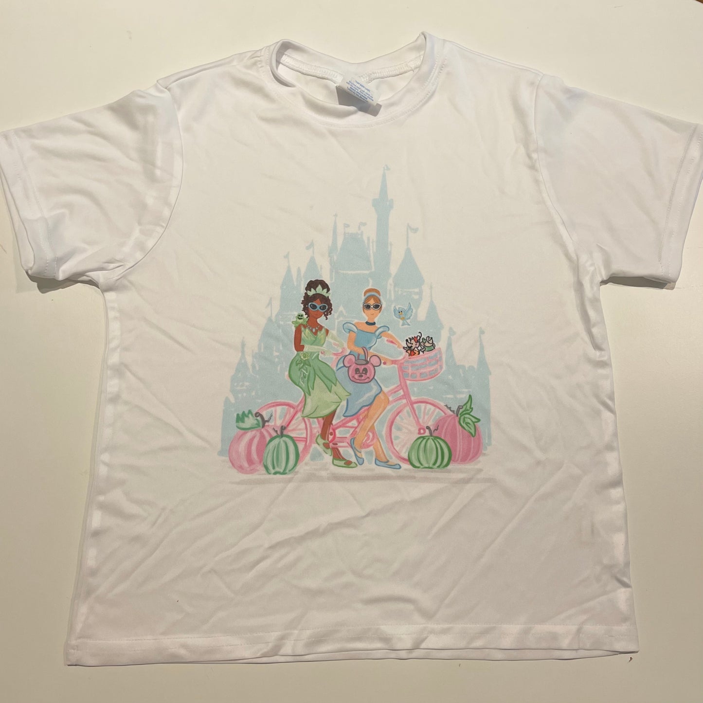SALE! Kids FTL Green and Blue Princesses w/ Pumpkins Illustration Shirts