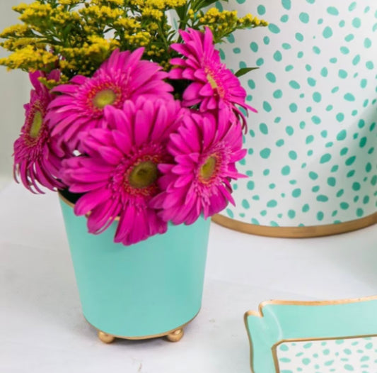 Aqua Round Cachepot 6"