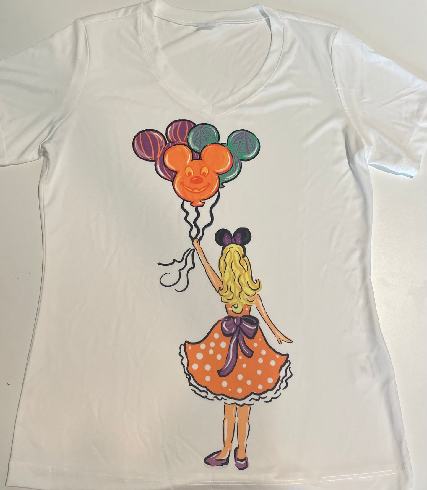 Women's T-shirts: Halloween Girl w/ Balloons