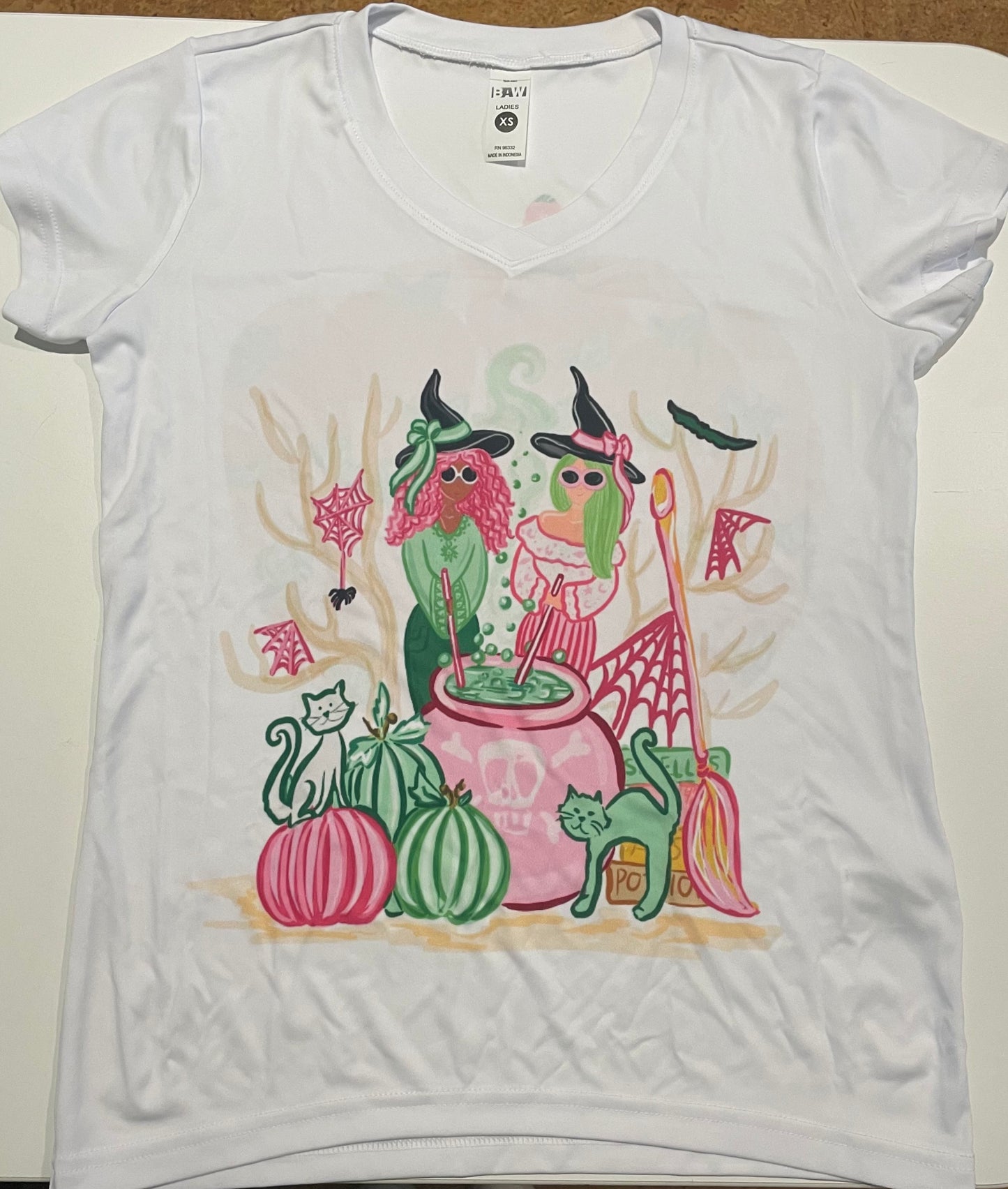 Friends That Lilly Pink and Green Witches Halloween Girls Illustration Shirts