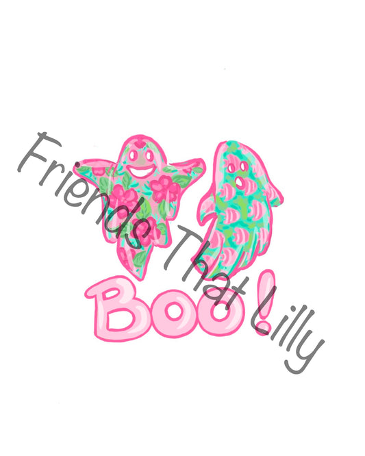 Women's Pocket Style T-Shirts: Pink Ghosts