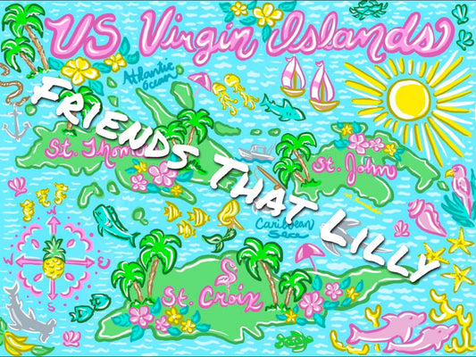 Women's T-Shirts: US Virgin Islands Map Illustration Design