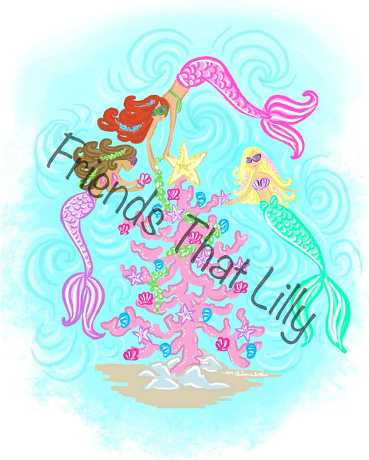 Women's T-Shirts: Coral Christmas Tree