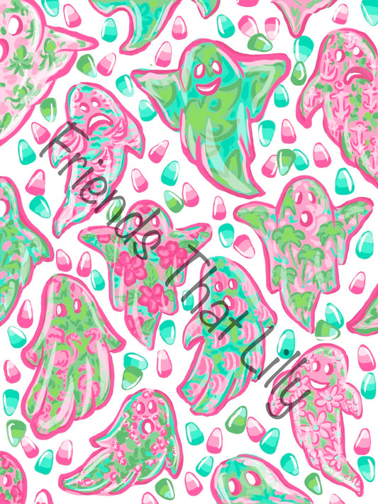 Women's Pocket Style T-Shirts: Green Ghosts